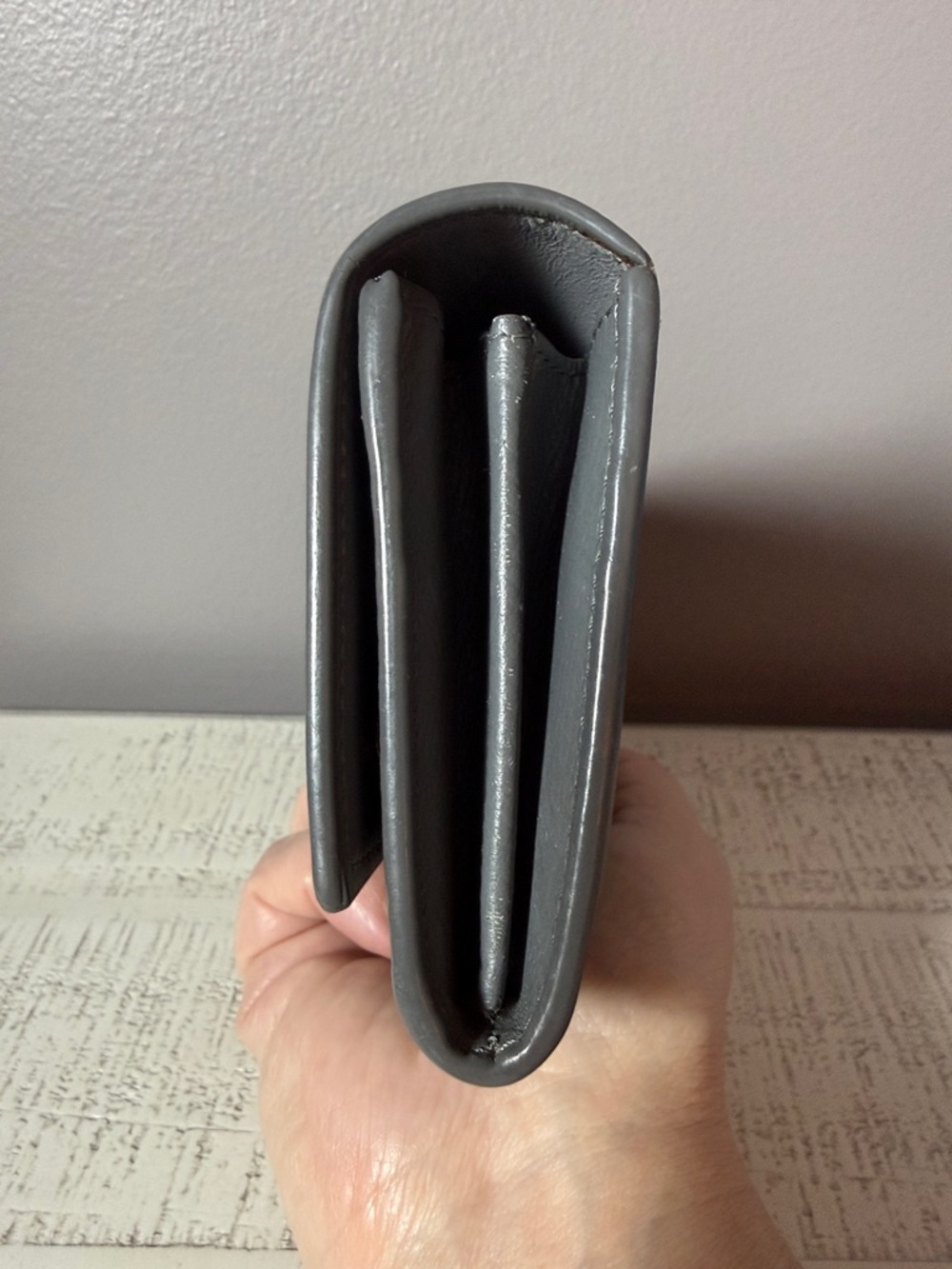 Celine Slate Gray Textured Leather Wallet Clutch - Picture 3 of 6